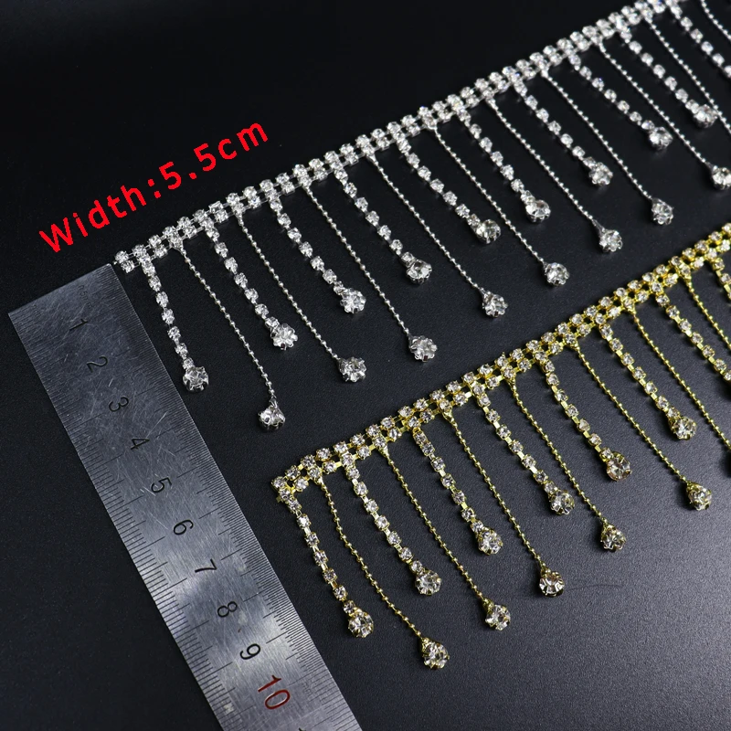 Good Quality Tassel Silver Rhinestone Cup Chain Sew On Rhinestone Trim For Wedding Dress Rhinestone Belt Performance Clothing