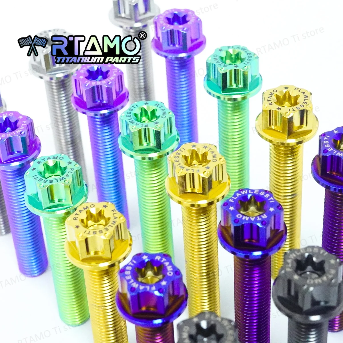 RTAMO مسمار تيتانيوم Gr5 خيط كامل M10x50/55/60x x P لتزيين أنابيب الدراجات النارية اللولبية