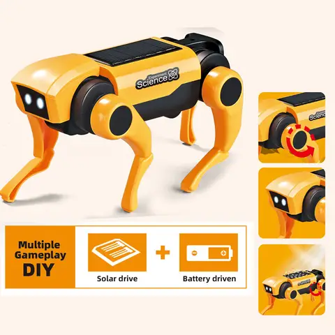 Smart Robot Dog STEM Kit Solar DIY Educational Science Assembly Quadruped Building Toy Experiment RC Remote Control Gift Kids
