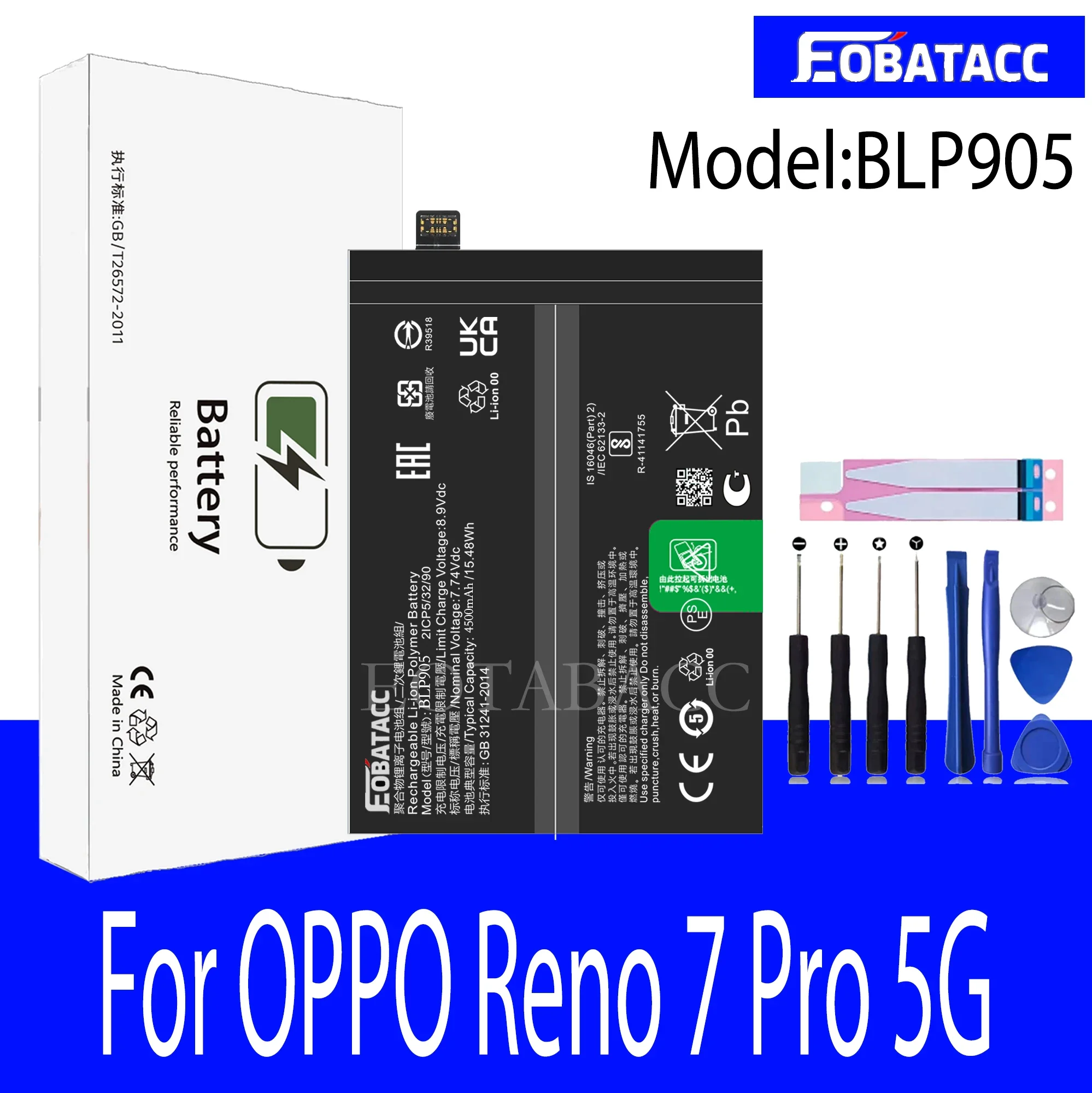 EOTABACC 100% New Original Battery BLP905 For OPPO Reno 7 Pro 5G Battery +Tools