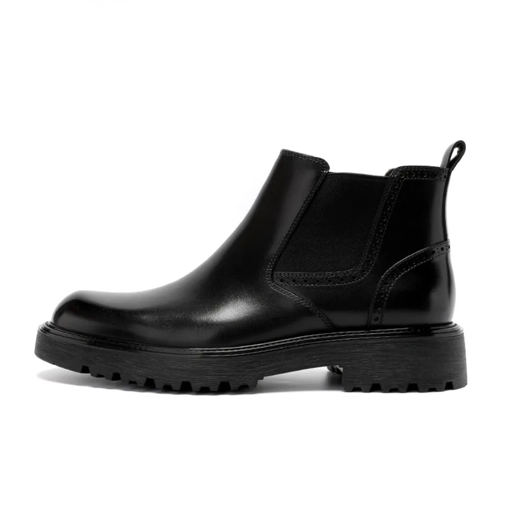 British Style Retro Genuine Leather Men Boots Fashion Thick Sole High Top Casual Short Boots for Men Trend