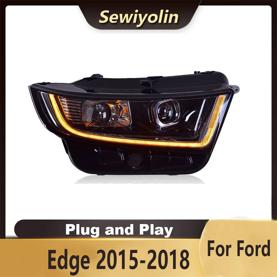 

For Ford Edge 2015-2018 Car Accessories Headlight Assembly LED Lights Lamp DRL Signal Plug And Play Daytime Running