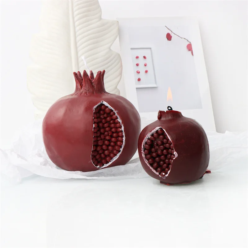 3D Simulation Pomegranate Scented Candle Mold, DIY Garnet Fruit Cake Silicone Mold, Handmade Plaster Soap, Easter Decoration