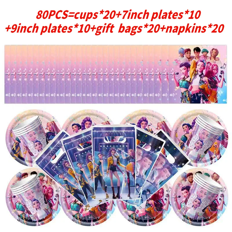 Mädchen-Themen Geburtstagsparty Dekorations-Set Ballons Geschirr Tassen Teller Servietten Tortendekoration Banner Geschenktüte Party-Favors Zubehör – Detail 35