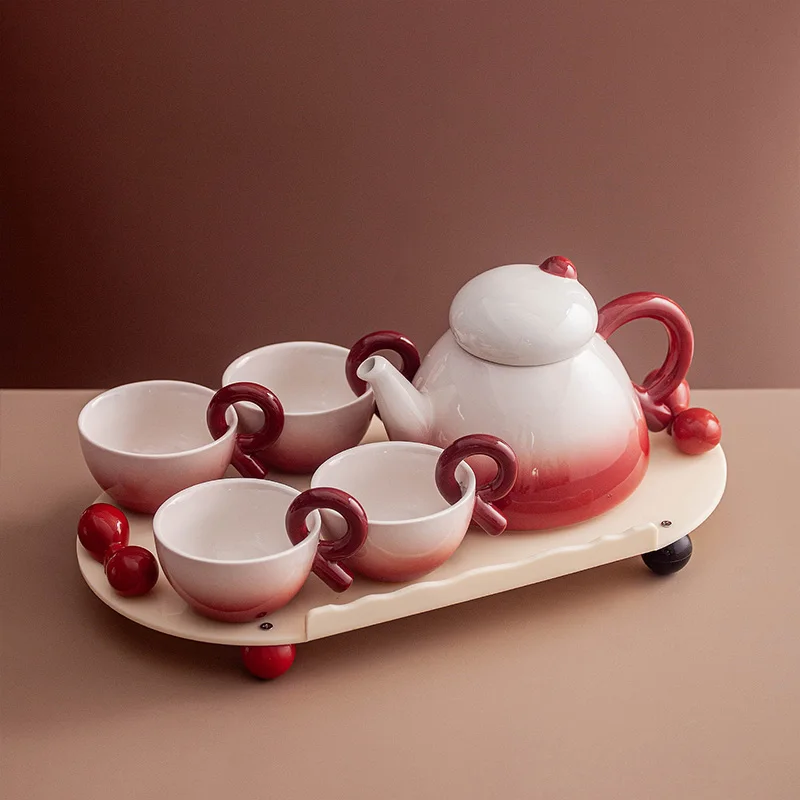 

Ceramic flower and grass tea cup teapot set Household afternoon tea tea set