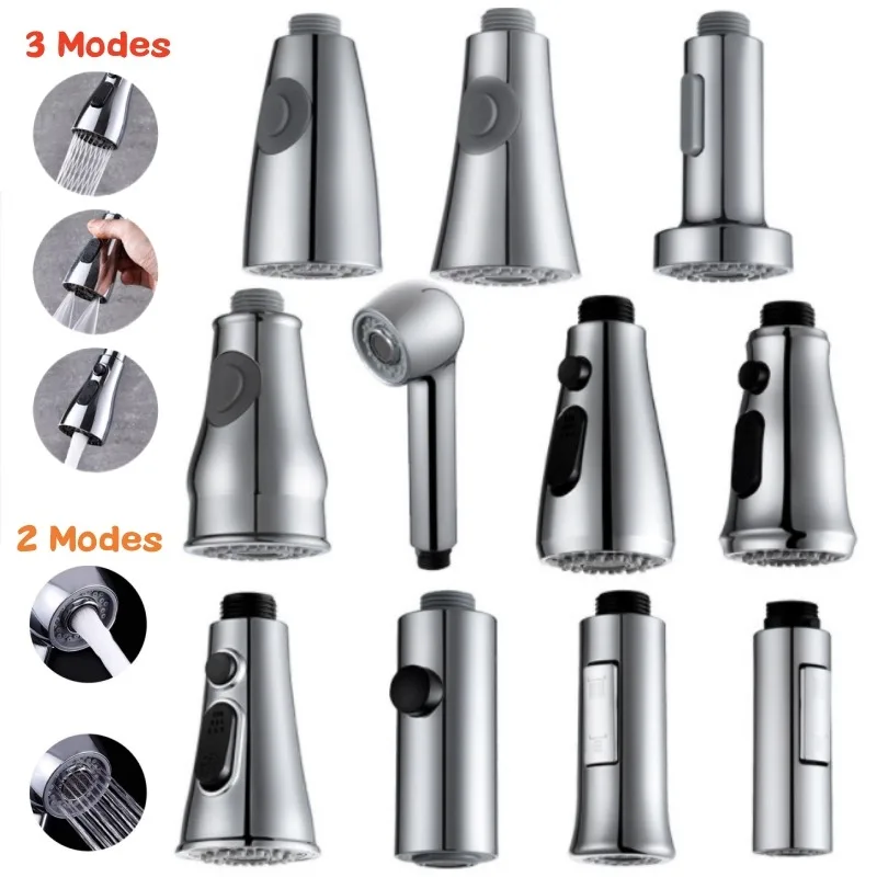 2/3 Modes Kitchen Pull Out Faucet Sprayer Plating Nozzle Water Saving Bathroom Basin Sink Shower Spray Head Tap Faucet Filter