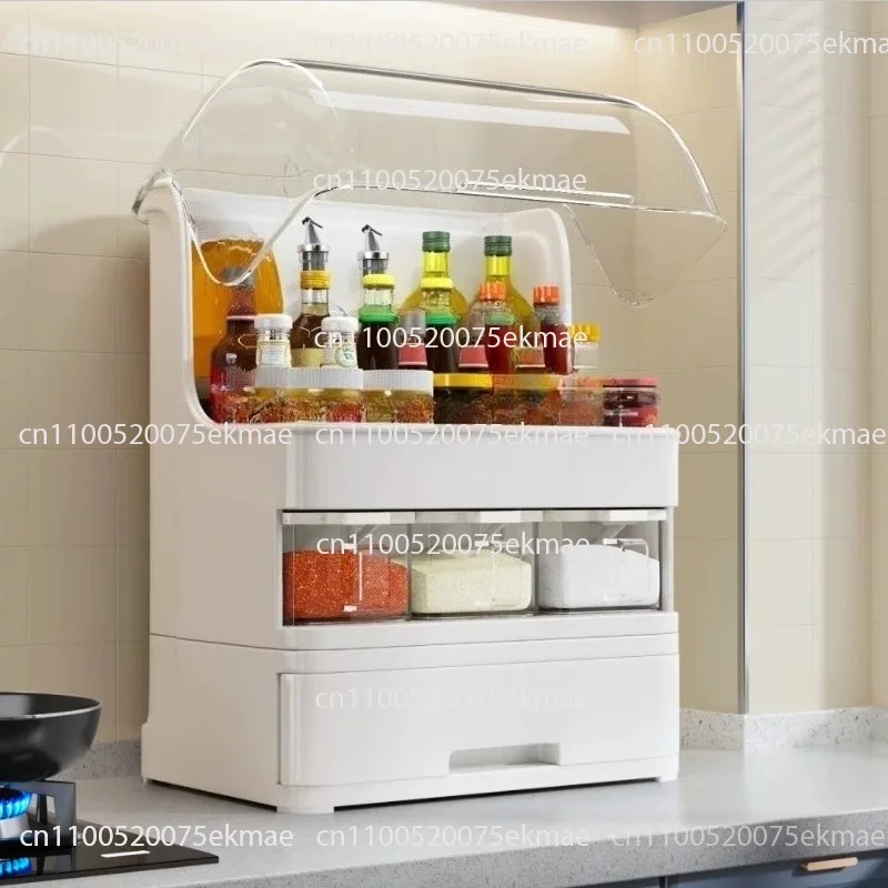 Seasoning box rack, shelf, moisture-proof multi-functional condiment storage supplies, kitchen seasoning dust-proof