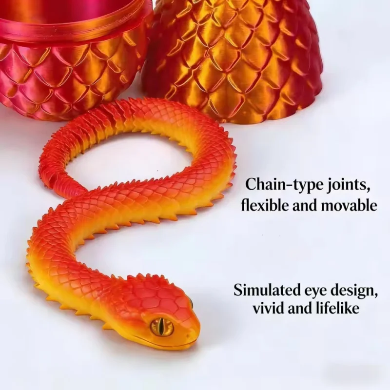 Creative 3D Printed Viper Snake Egg Set Multi-joint Movable Figurine Car Desktop Art Ornament Cute Party Favors Gift