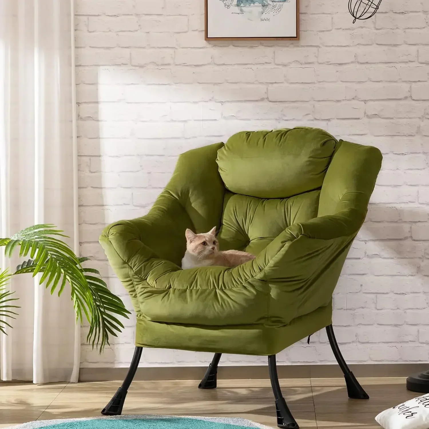 Furniture suppliesHollyHOME Modern Fabric Large Lazy Chair, Accent Oversized Comfy Reading Chair, Thick Padded Cozy Lounge Chair