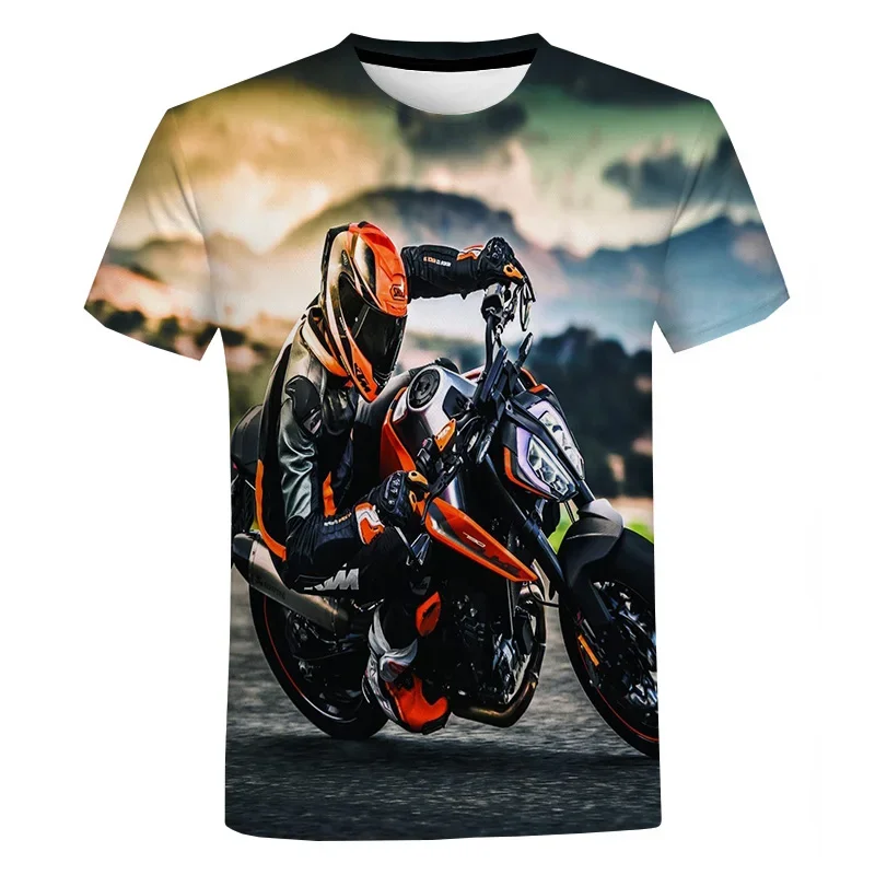 New Fashion Men and Women Biker 3dT T-shirt Summer Casual Trend T-shirt Round Neck Oversized Harajuku Tops