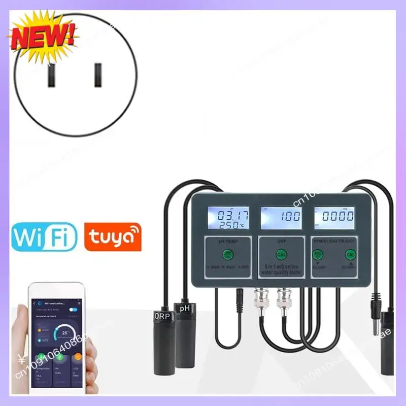 

T24C Tuya Wi-Fi 1 в 8 Тестер качества воды S. G PH EC/ORP TDS/CF SALT/TEMP Измерительный анализатор DIY Монитор Американская вилка