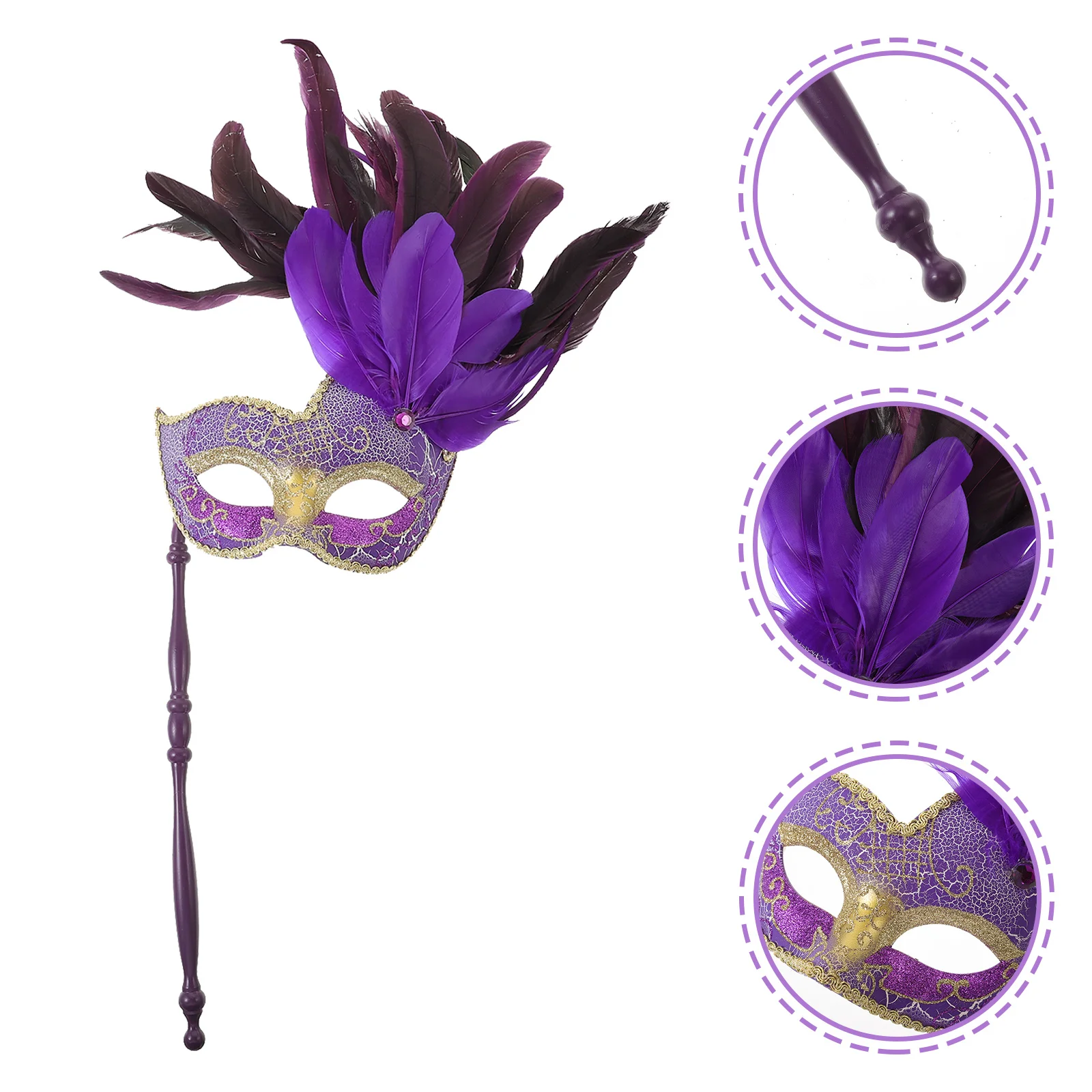 

Mask Handheld Masquerade Mask For Women Mardi Gras Carnival Halloween Party Costume Accessory Venetian Cosplay