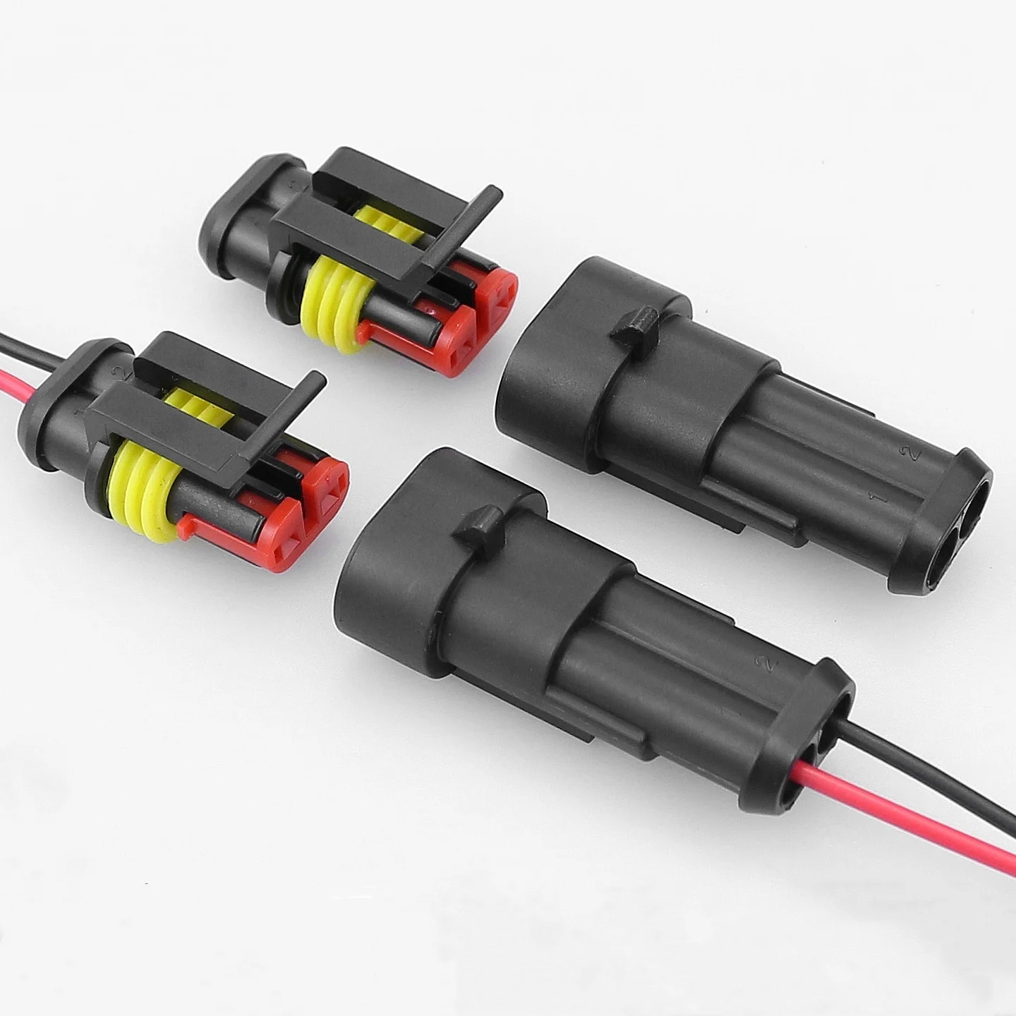 10 Kit 2 Pin Way Waterproof Electrical Wire Connector Plug 1.5mm Terminals 2Pin HID Plug Auto Xenon lamp Plug