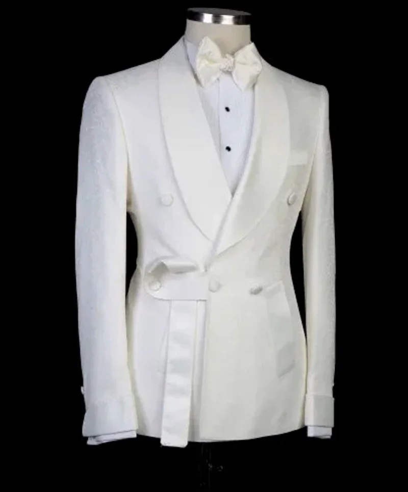 Italian Floral Double Breasted Suits for Men Wedding Groom Tuxedo 2 Piece Shawl Lapel Blazer with Pants Custom Formal Costume