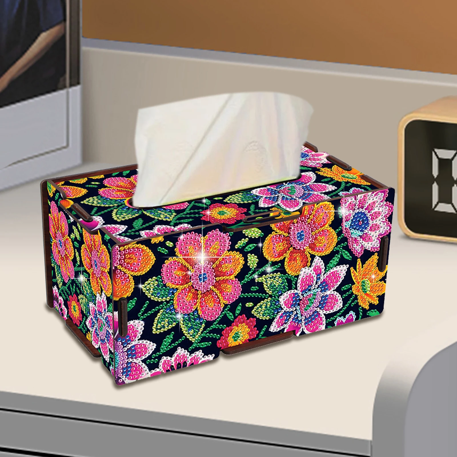 

Wooden Diamond Painting Tissue Box for Home and Office Decoration (ZJH018)
