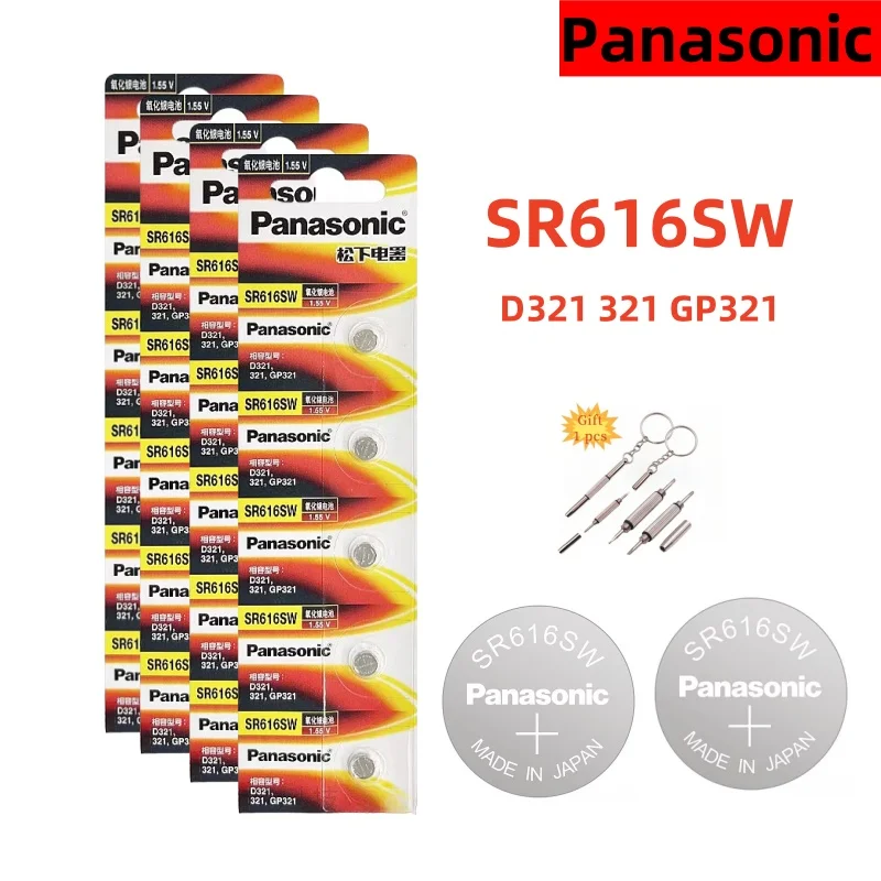 Panasonic 2-50PCS SR616SW 1.55V Watch Battery 321 D321 GP321 Longines Rossini Armani quartz Silver oxide Button Cell