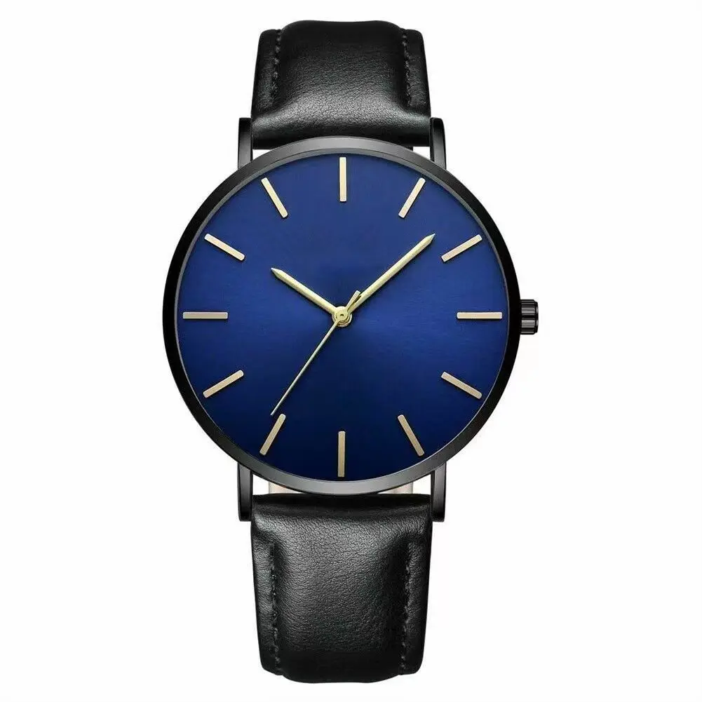 High Quality Minimalist Thin Watch Custom Logo Leather Band Strap Customize Quartz Men and Women 40mm Simple Watches NO LOGO