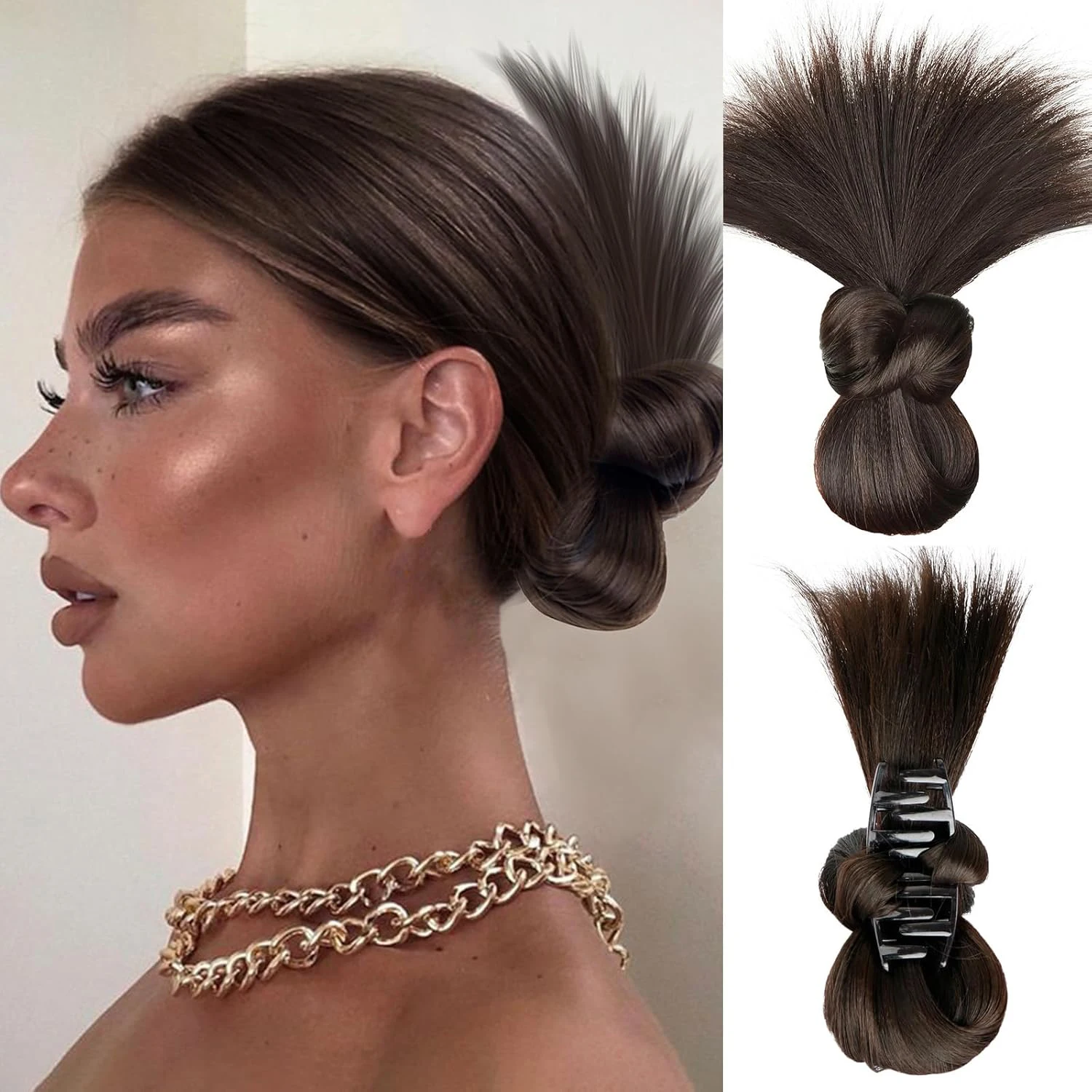 Claw Clip Messy Bun Hair Piece - Messy Bun Hair Piece Dark Brown