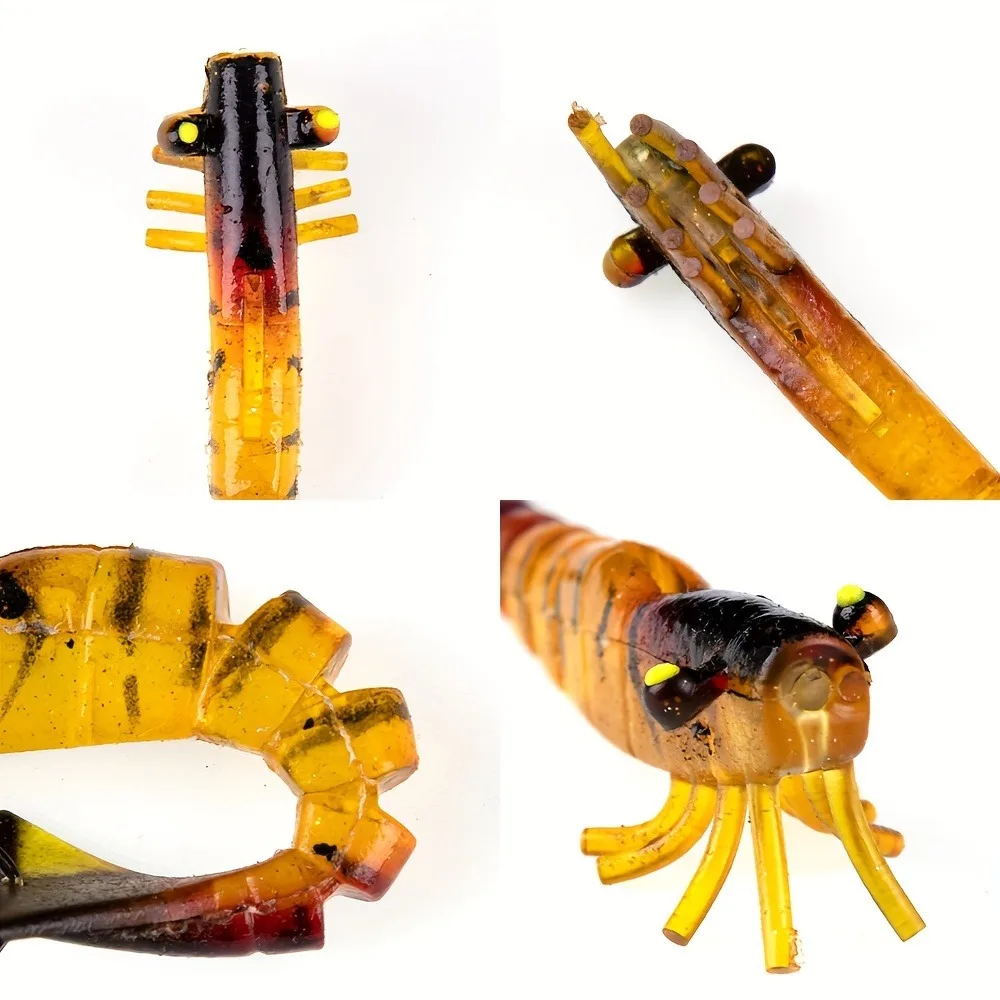 5 Stück Professioneller Mehrteiliger Garnelen-Köder 85-100mm - PVC-Weichköder für Süß- & Salzwasser - Bass/ Mandarinfisch/ Schnapper – Detail 2