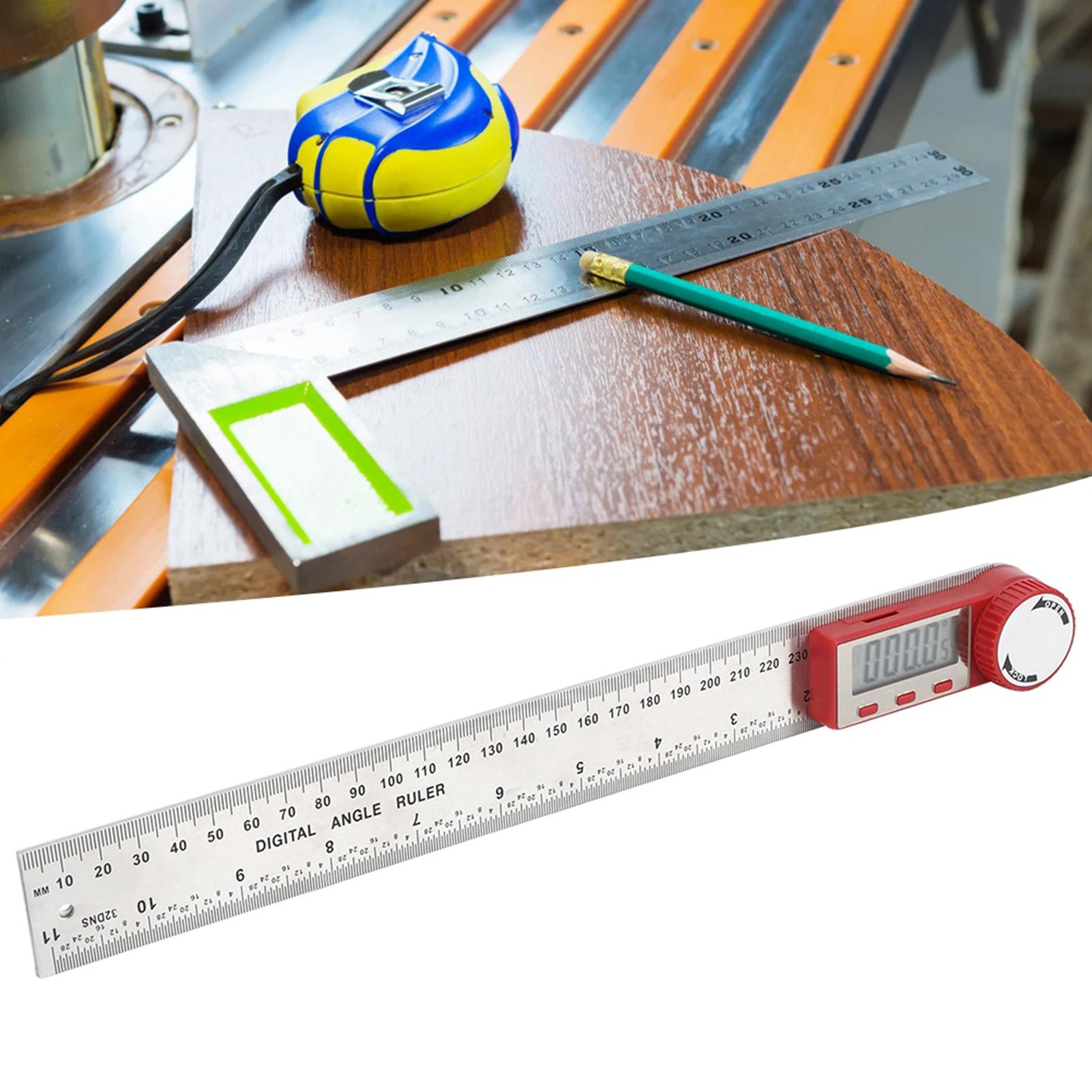 Digital Ruler Stainless Steel Electronic Ruler 360 Degree Measuring Tool for Angle Length Measurement Ruler Hand Operated Tool