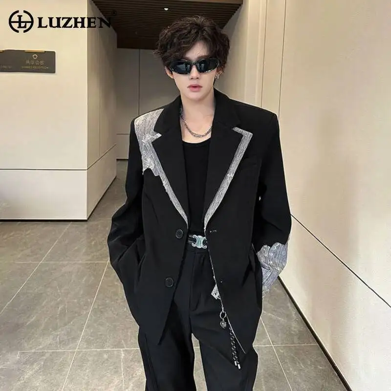 LUZHEN 2026 New Original Splicing Design Luxury Elegant Temperament Blazer Coat Men's Fashion Niche Personalized Clothes JY6751