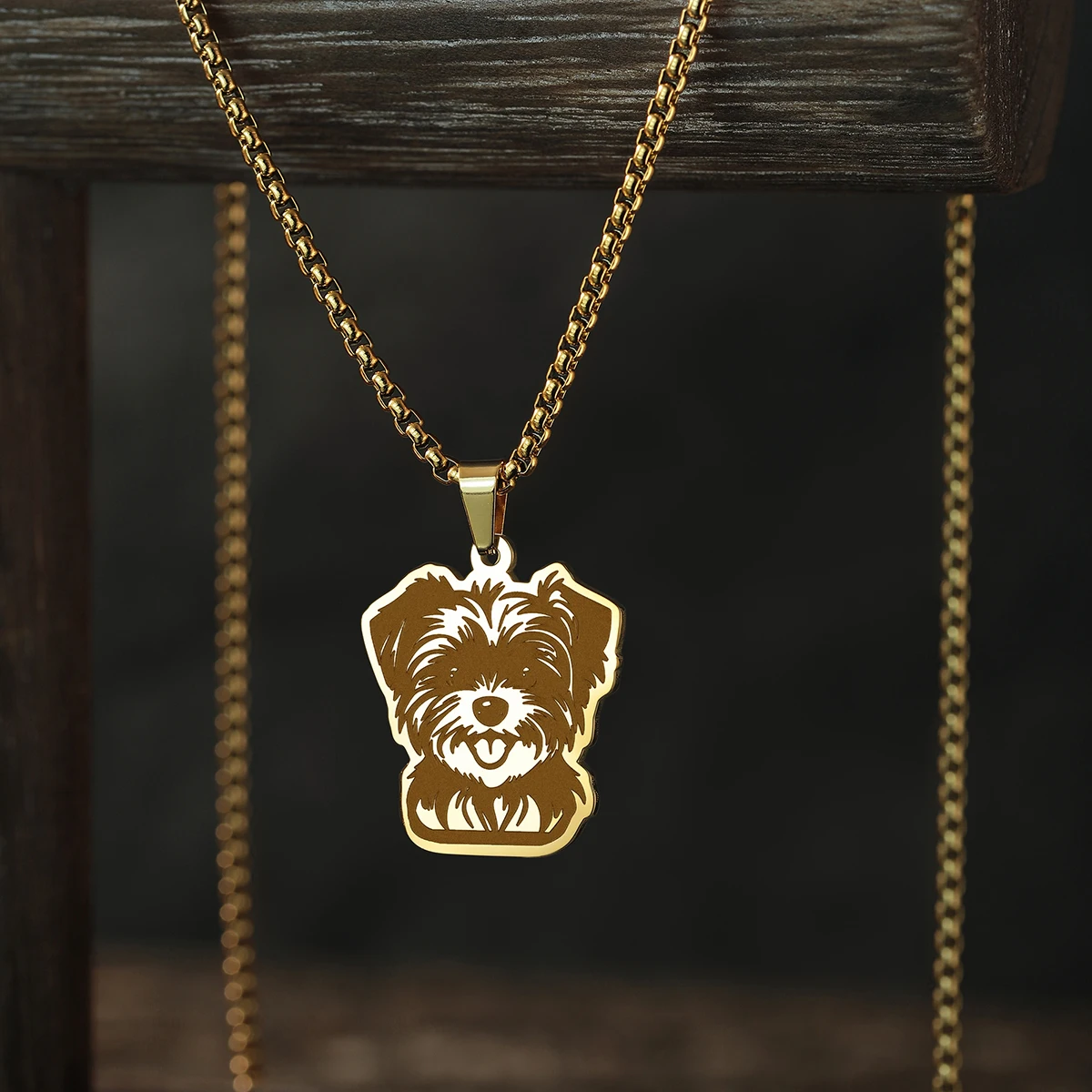 CHENGXUN-gargantilla colgante de Morkie esponjoso de dibujos animados de acero inoxidable para mujer, collar de Animal de perro mascota, joyería para fiesta, regalos para amigos