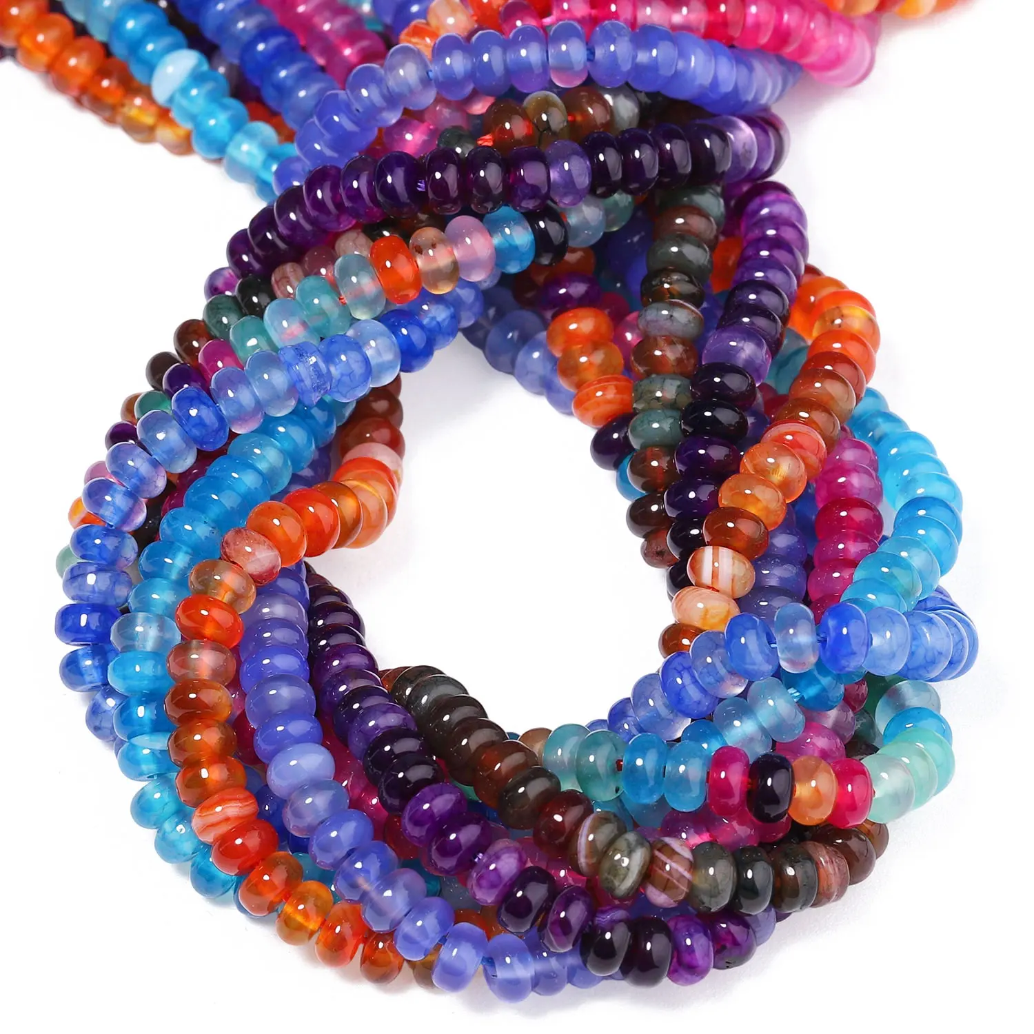 Natural 2x4mm Agate Abacus Shape Stone Beads Multicolor Spacer Smooth Beads for Jewelry Making Handmade DIY Pendant Accessories
