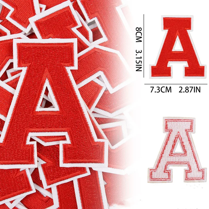 Red Alphabet, Letter, Name, Patches for Clothing, Cloth Sticker, Embroid, Garment Accessories, DIY Logo, Iron-on, Sewing