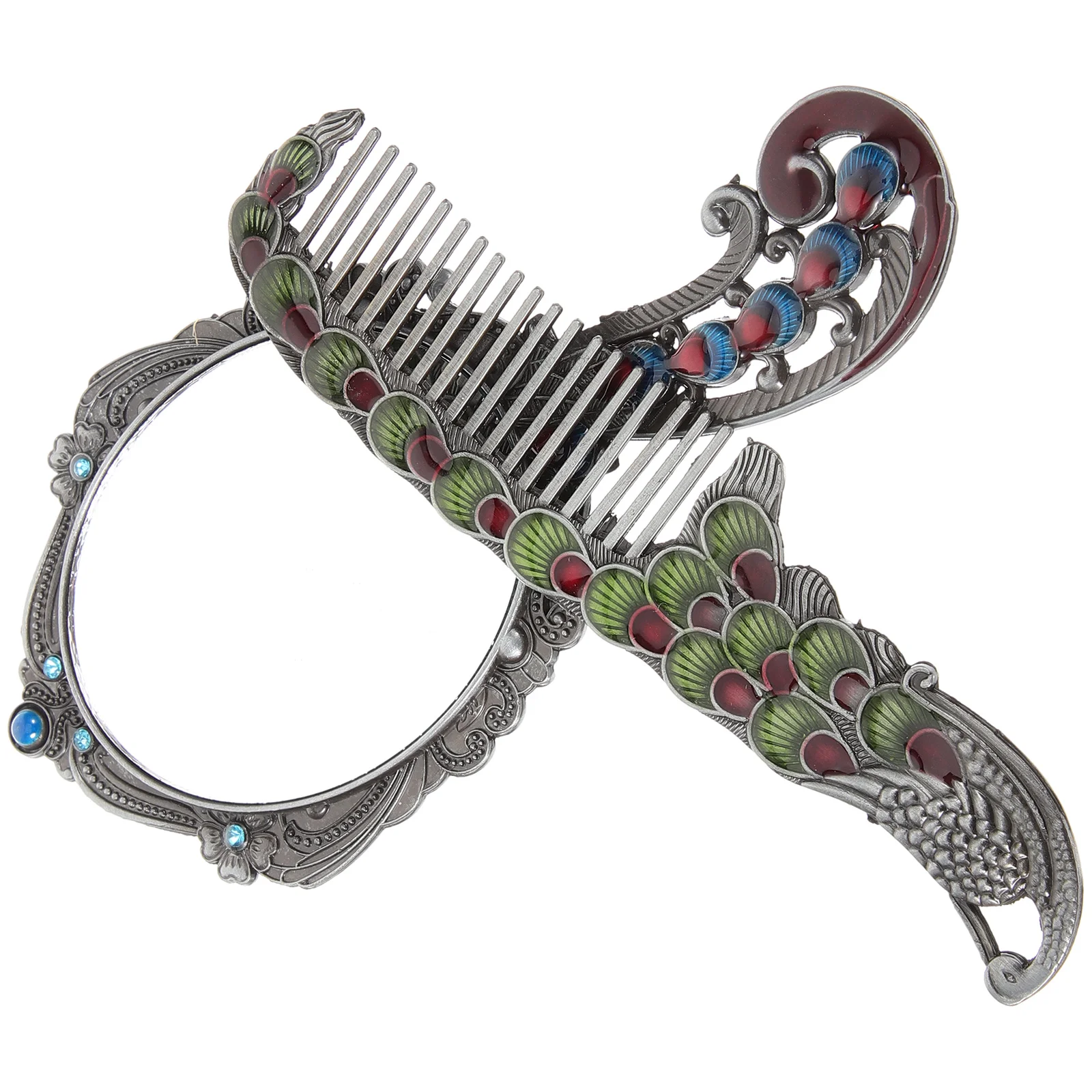 2 szt. Mini Zestaw Lusterko i Grzebień Vintage Retro Przenośny Kompakt do Makijażu dla Kobiet Ręczny Toaletnik Idealny na Podróże Opcja Prezentowa