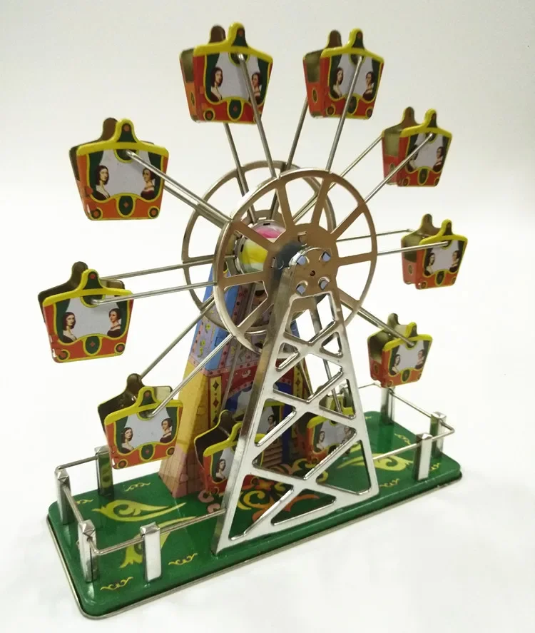 [Zabawna] Kolekcja dla dorosłych Retro Wind up zabawka Metalowa puszka Muzyka koło ferris Zabawka mechaniczna Zegarowe figurki zabawkowe model prezent dla dzieci