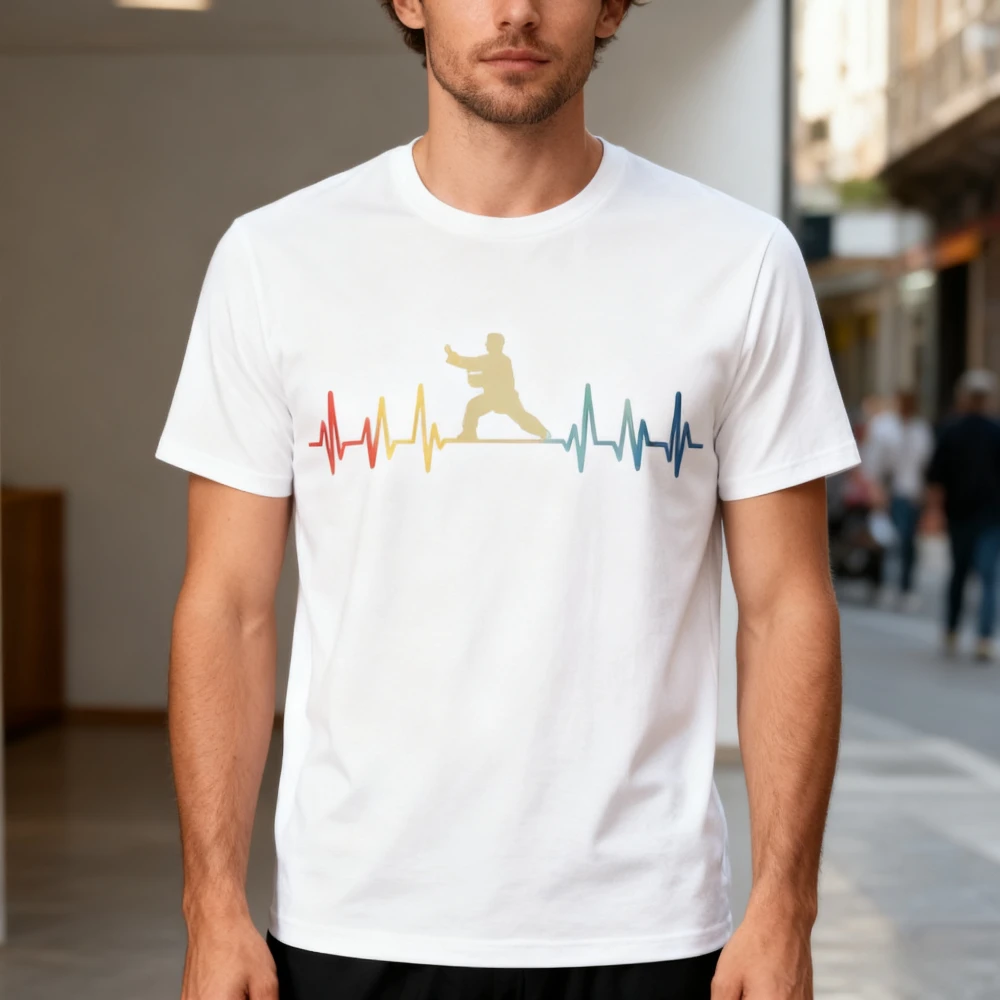 

Heartbeat Tai Chi Qi Gong Shirt Meditation Martial Arts T-Shirt Men Women Daily Life Casual Simple Sportswear Kungfu Lover Gift