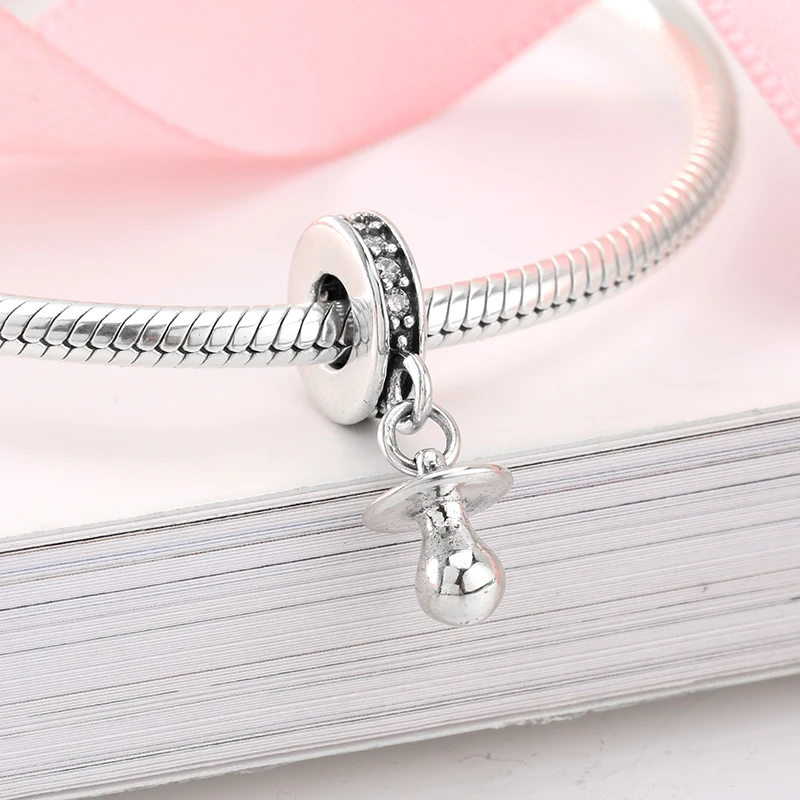 925 Sterling Silver Angel Ring Pacifier Family Heart Zircon Love Charm Fit Original Bracelet Diy Jewelry Accessories Hear