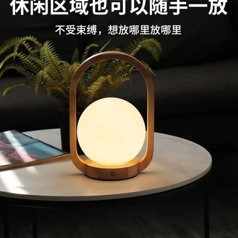 Log Portable Dimming Remote Control Bedroom Bedside Simple Modern Creative Desk Portable Night Lamp Charger