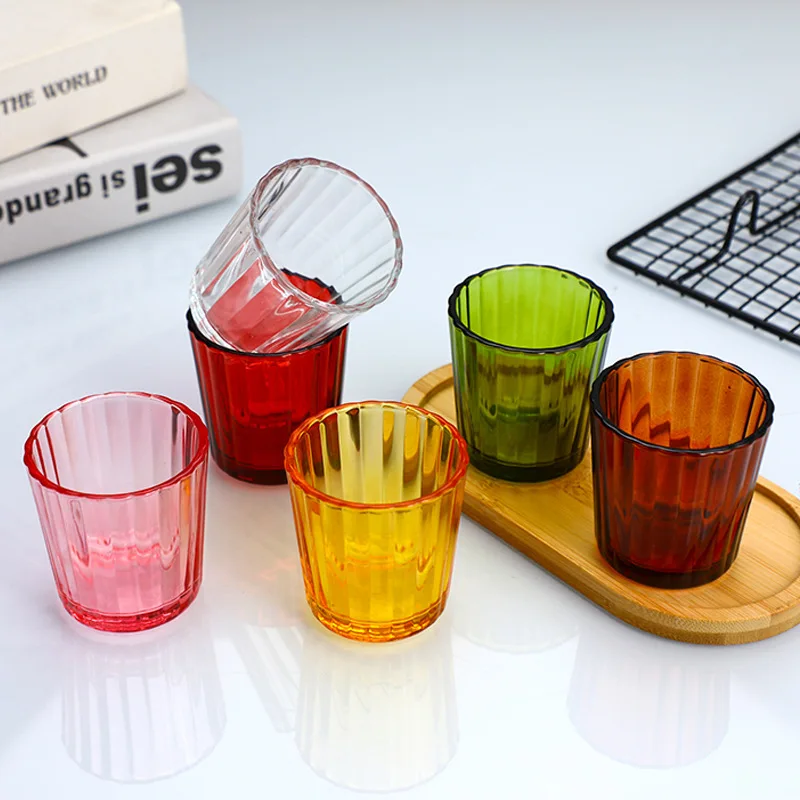 Glass Candle Holder Vertical Striped Candle Transparent Candle Cup Home Decoration Empty Cup m