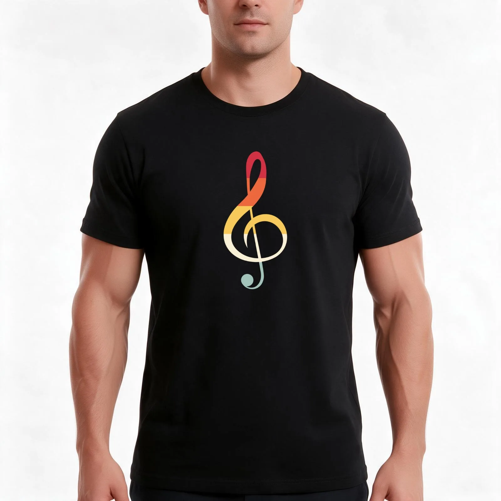 Vintage Treble Clef, Cool Musician T-Shirt, Summer Casual Cotton Tee, Oversized Streetwear Tops, Vintage Graphic Print