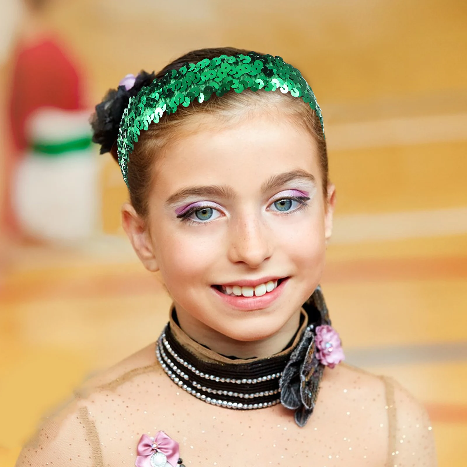 

6pcs Sequin Hairband Elastic Stretch Headband for Girls Glittery Dance Accessories Shiny Comfortable Kids Toddler Fashion