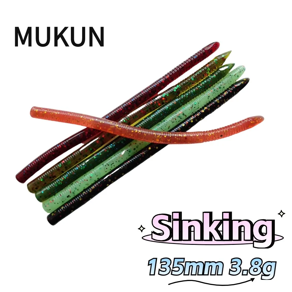 MUKUN Soft Bait Senko Worm 135mm 10pcs Stick Worm Baits Leurre Souple Wobblers For All Fish Pesca Bass Fishing Lure