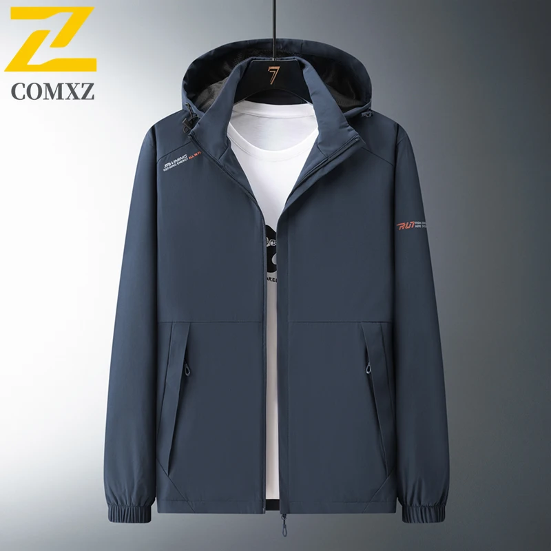 COMXZWindbreaker Plus Size Premium Detachable Hood Waterproof Windproof Hiking Jacket for Camping Fishing Man woman Outdoor Coat