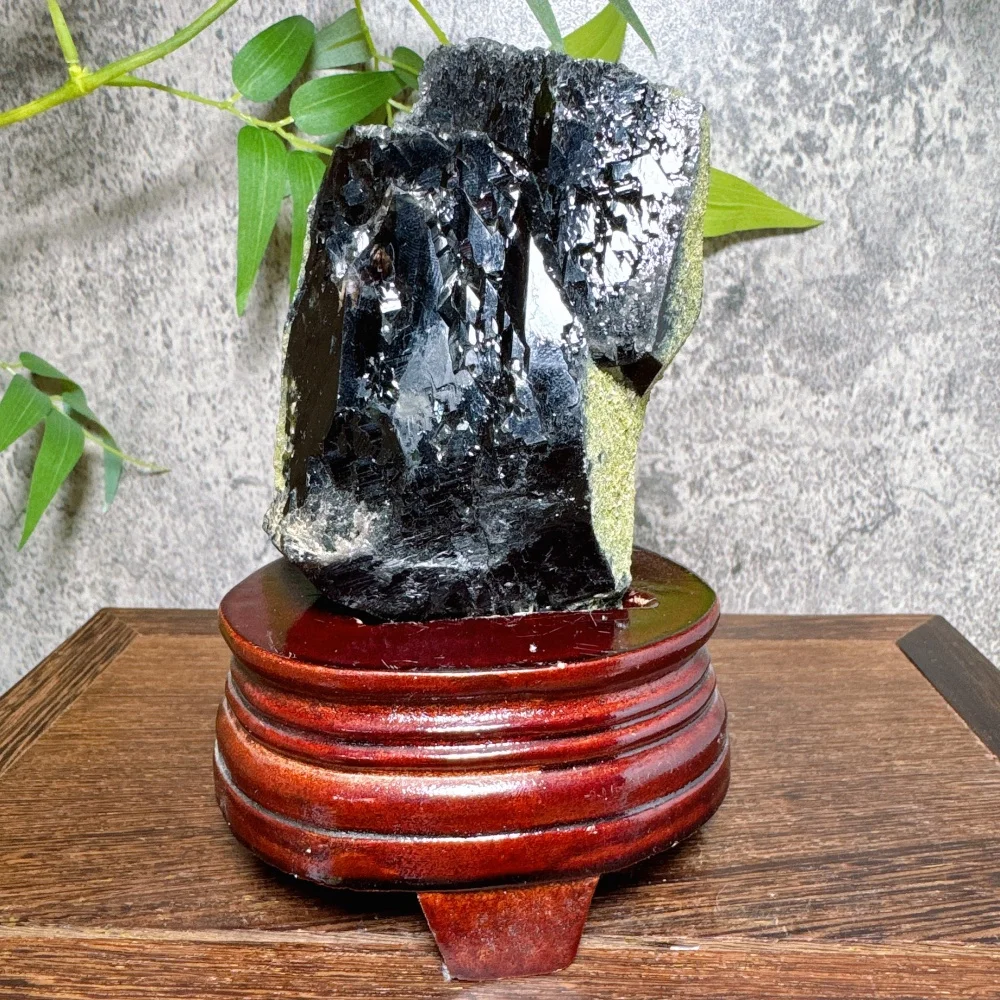 Natural Black Quartz Cluster from Brazil Rare Raw Stone Skeletal Specimen with Calcite & Phlogopite Healing Crystal Home Decor