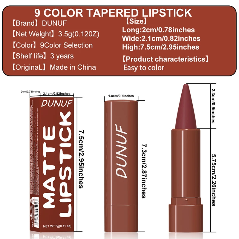 Tapered Gradient Lip Liner Matte สีดําสีน้ําตาลกํามะหยี่ลิปสติก Waterproof ไม่เหนียวเหนอะหนะ Contouring Tint Lipliner Crayon Lip Makeup