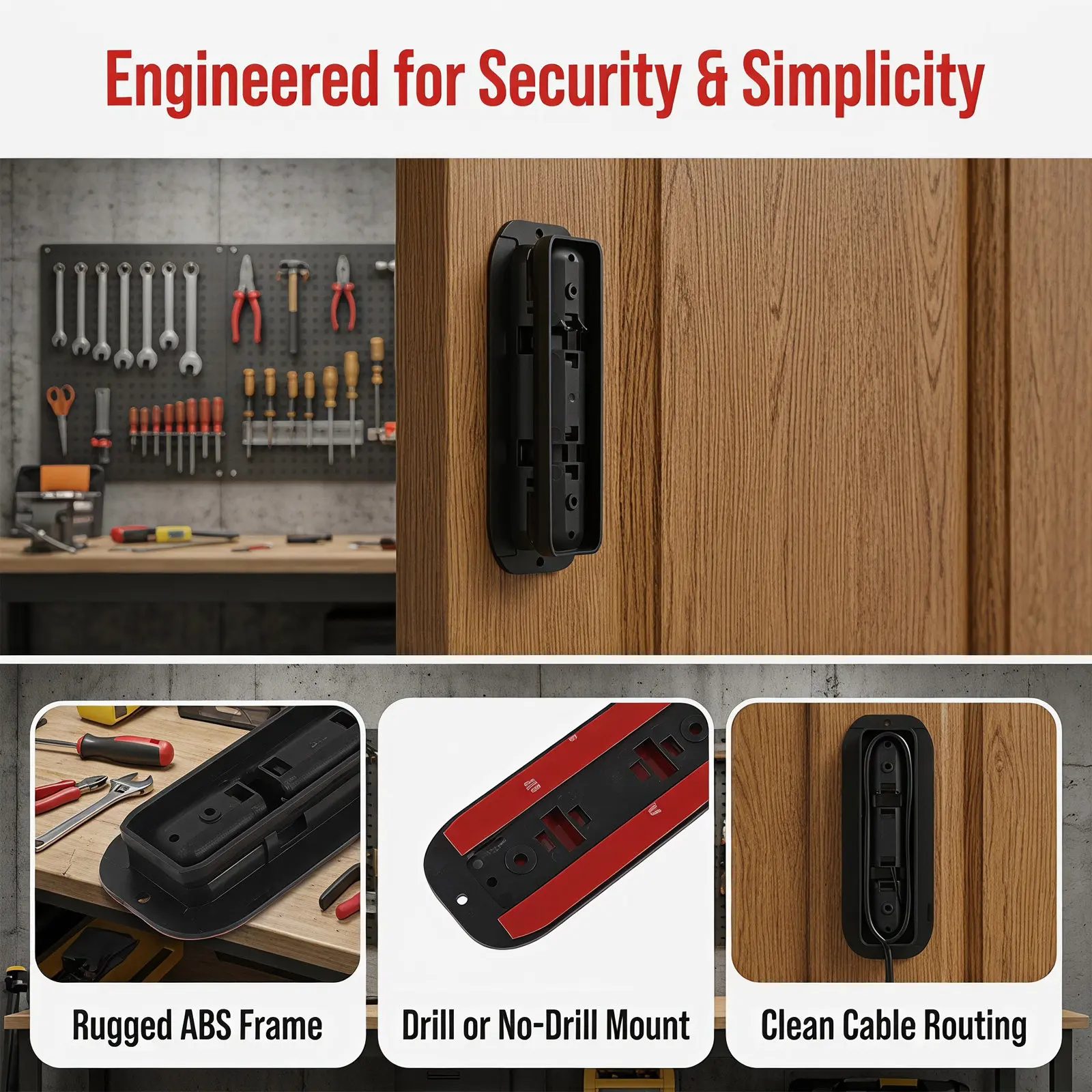 2Pack Video Doorbell Mount Adjustable Angle No Drill Universal Bracket for Ring Blink Apartment Wall Cable Management