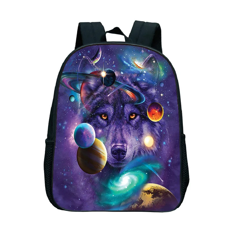 2021 animal wolf pattern printed backpack for primary and secondary school students, large capacity backpack