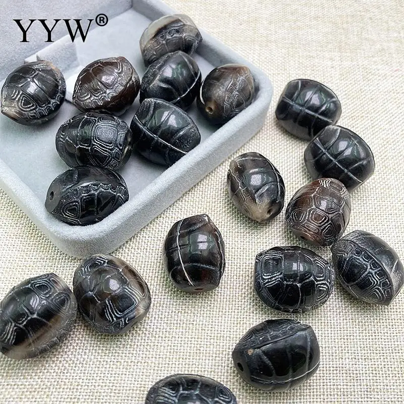 5PC Natural Black Ox Horn Turtle Gemstone Beads 22x19mm Jewelry Handmade Making Diy Necklace Bracelet Earring Tibetan Dzi Bead