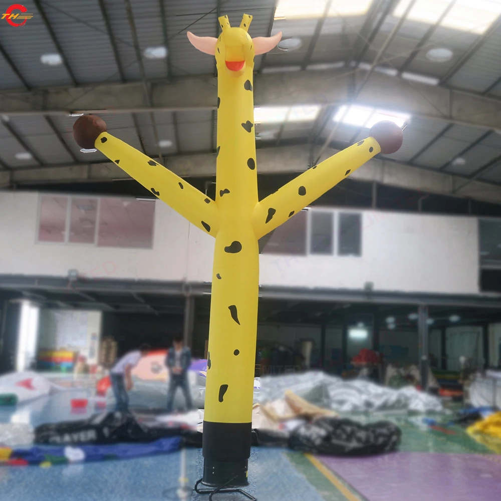 Free Air Shipping 5mH Giant Giraffe Inflatable Sky Dancer Air Dancing Animals Replica with Blower