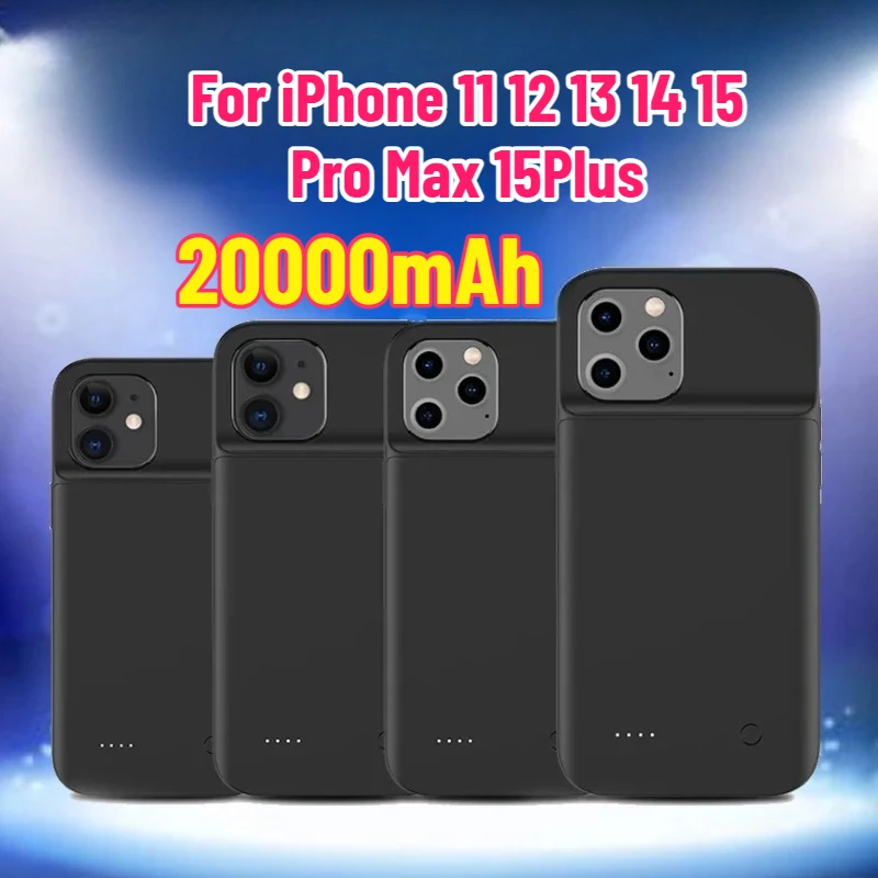 

20000mAh Battery Charger Case For iPhone 11 12 13 14 15 Pro Max 15Plus Power Bank Charging Case for X XS Max XR 12 13 Mini