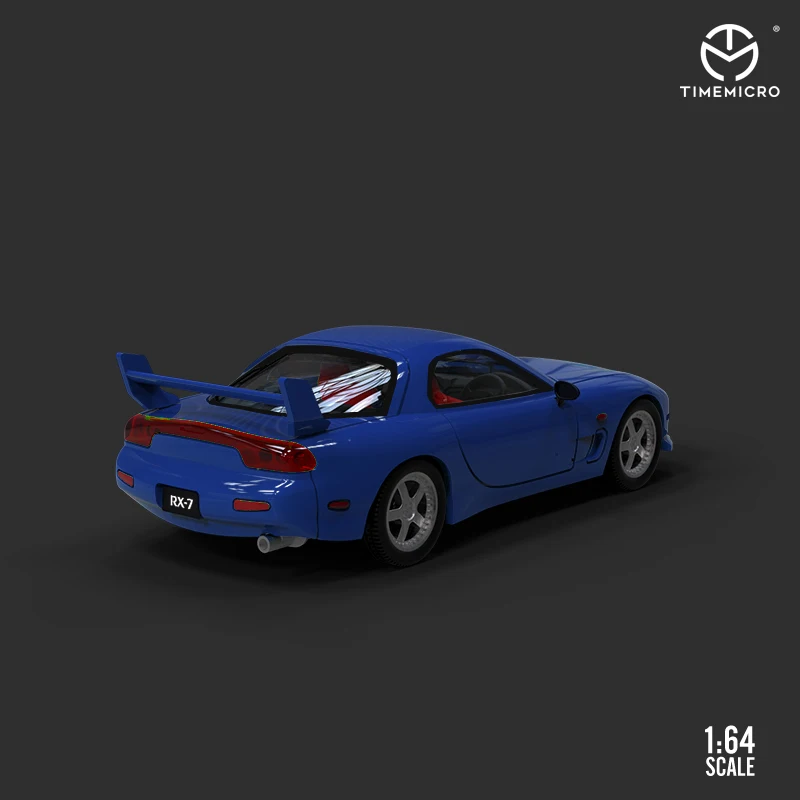 TimeMicro1:64 Dream RX-7 Blue Painted Alloy car model Limited collection edition