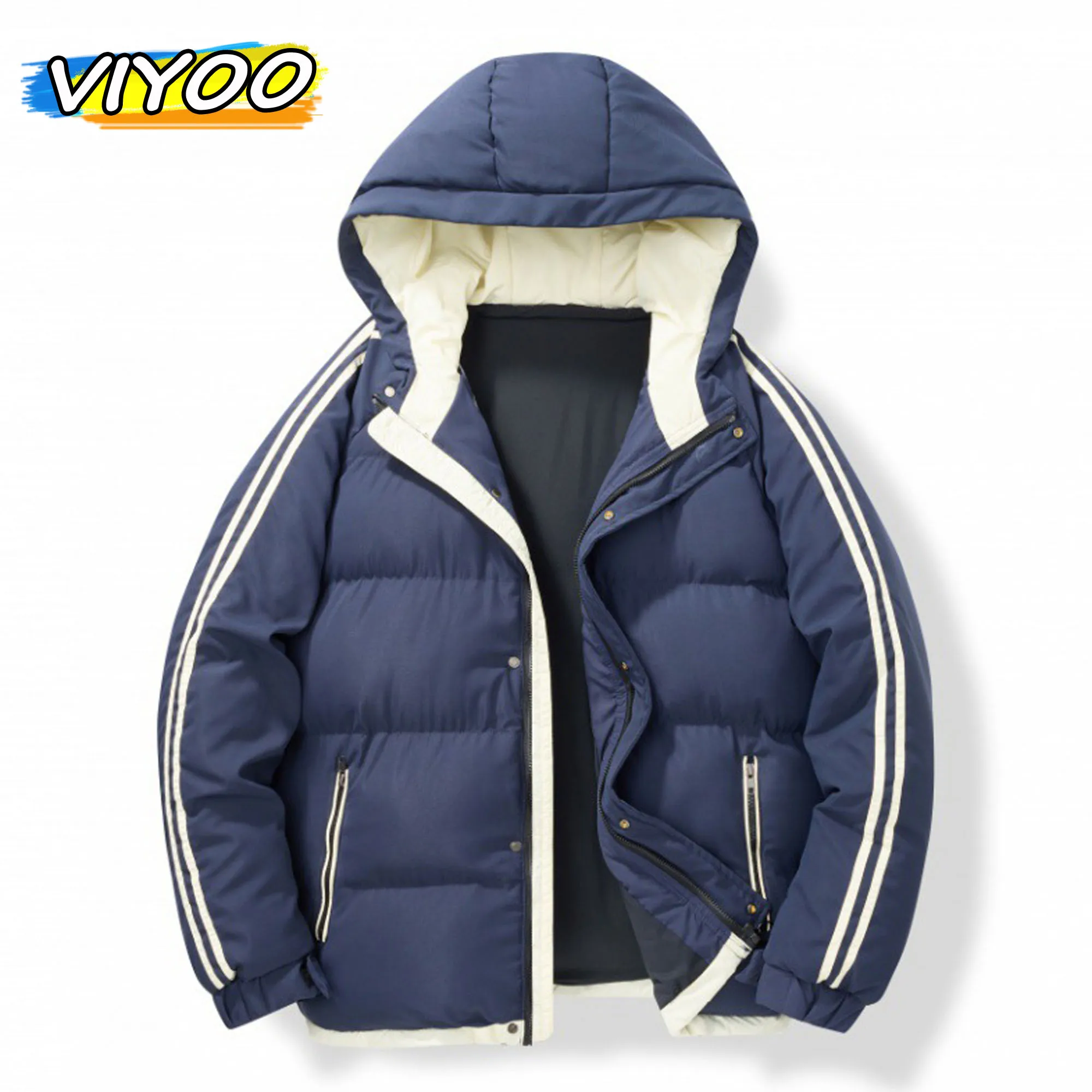 Men's Y2K Green Navy Hooded Qulity Winter Jacket Down Coat Parkas Windbreaker Korean Autumn Clothes Streetwear For Men