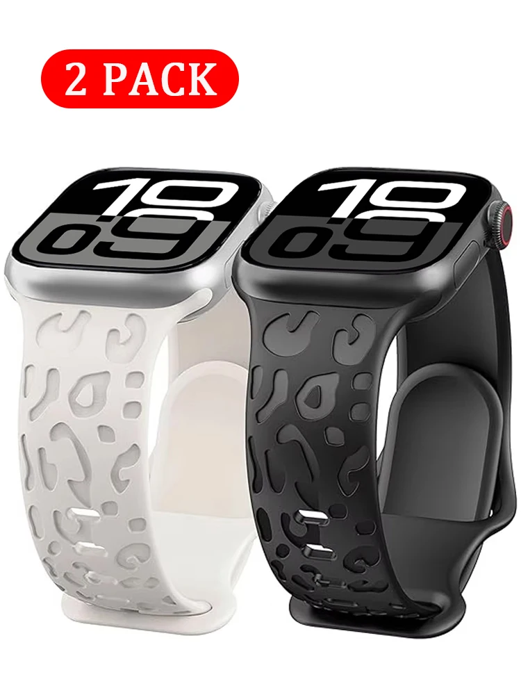 2 Pack Straps For Apple Watch Band 45mm 46mm 44mm 42mm 41mm 40mm 49mm Engraved correa bracelet iWatch 10 9 7 se 6 8 5 4 ultra 2