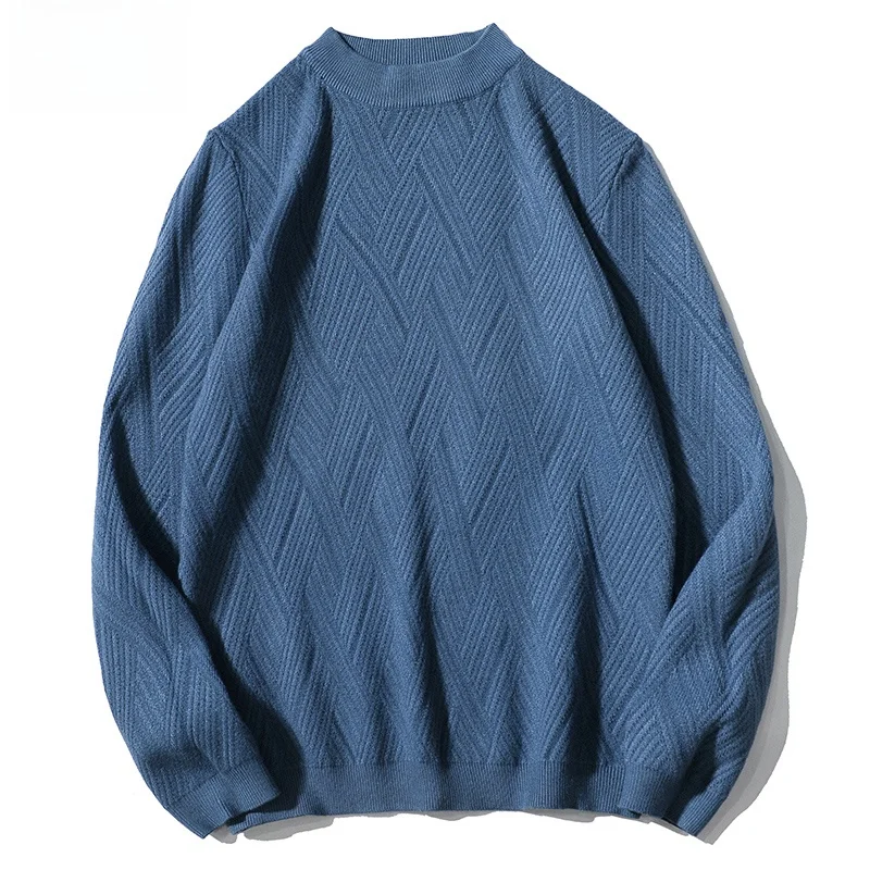 

Мужской однотонный вязаный свитер с длинным рукавом, теплый базовый джемпер, повседневный, удобный, дышащий, свободного кроя