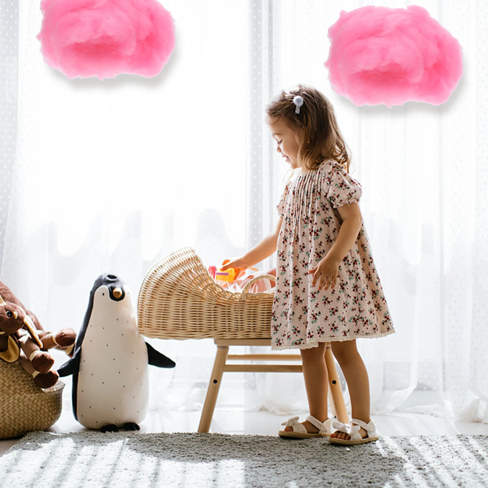 

4pcs Hanging Ornament Artificial Prop For Ceiling Cloud Nursery Decor Party Wedding Backdrop Scene Layout Simulated Cloud